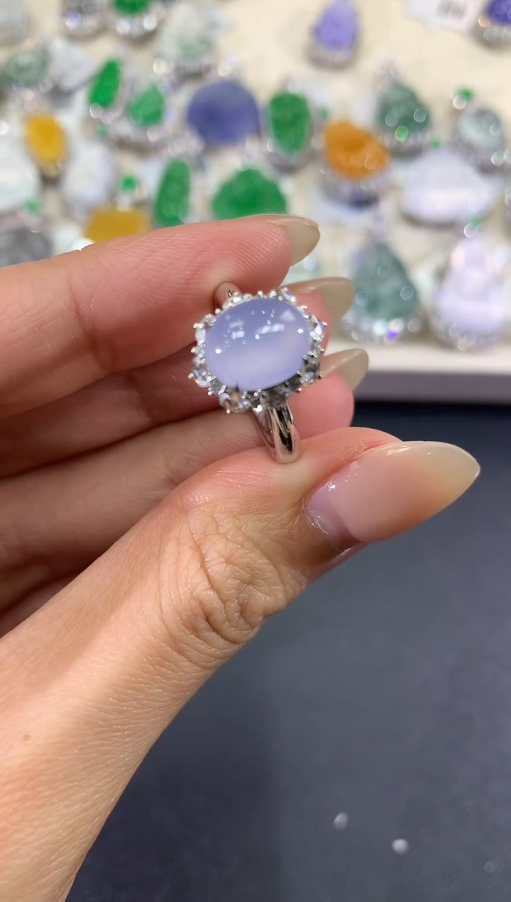 【闪购商品】翡翠戒指18K金镶嵌q158紫货有色差