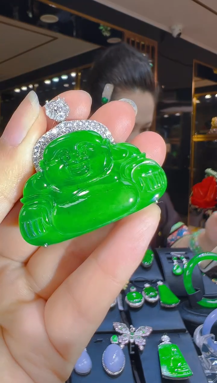 翡翠银S925镶嵌吊坠(赠链)022（多样性发其一）