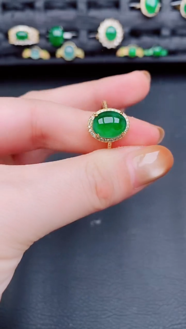 【闪购商品】翡翠戒指银S925镶嵌天然A货翡翠190