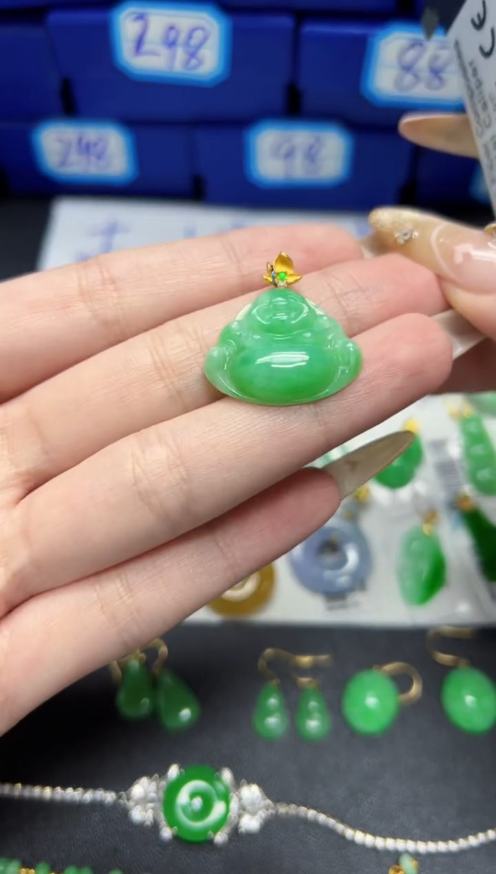 【闪购商品】翡翠颈饰18K金镶嵌Y缅料A货/支持复检/一件