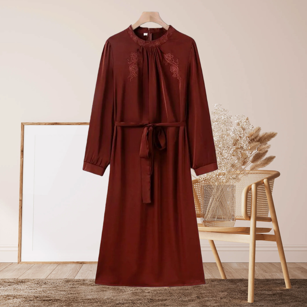 素锦  时尚轻奢亲肤透气中长款连衣裙