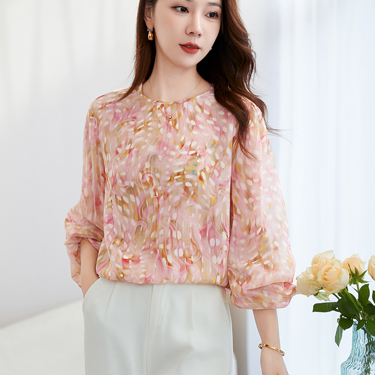 2025夏款新款真丝桑蚕丝泡泡袖上衣12599686