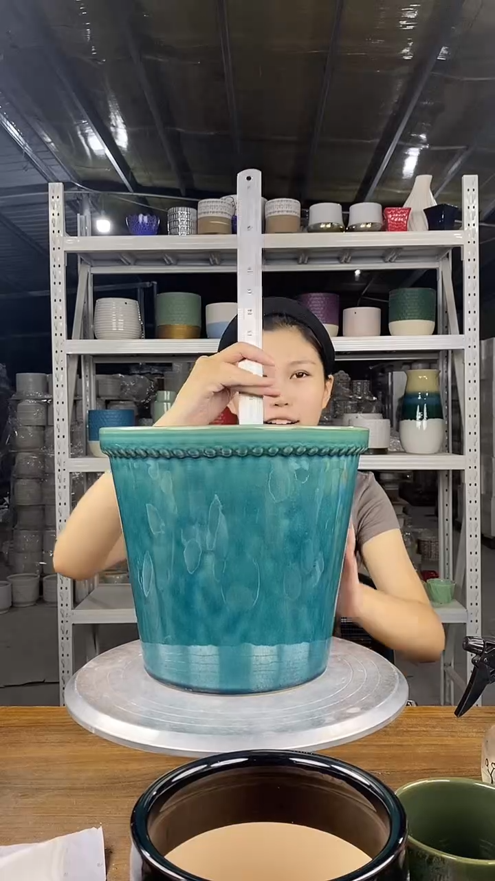 默认打孔陶瓷花盆宽高25-22