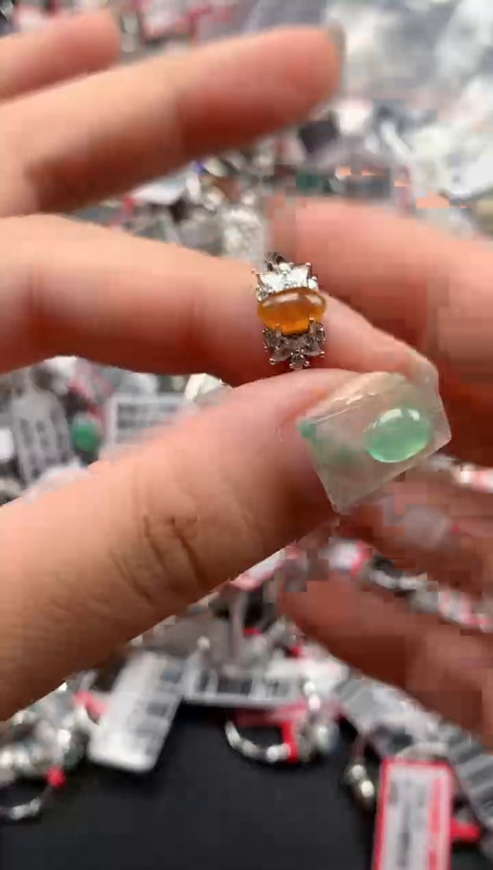 银S925镶嵌戒指翡翠天然A货缅甸翡翠