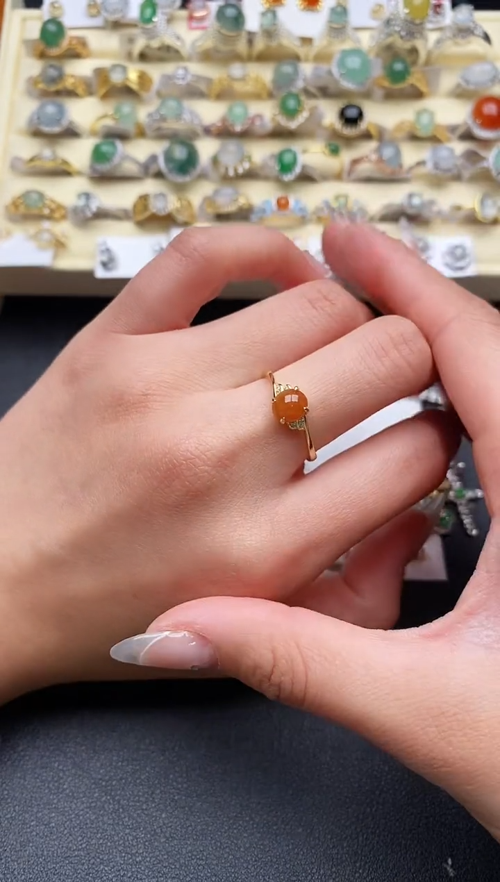 【闪购商品】翡翠戒指银S925镶嵌55555555+4