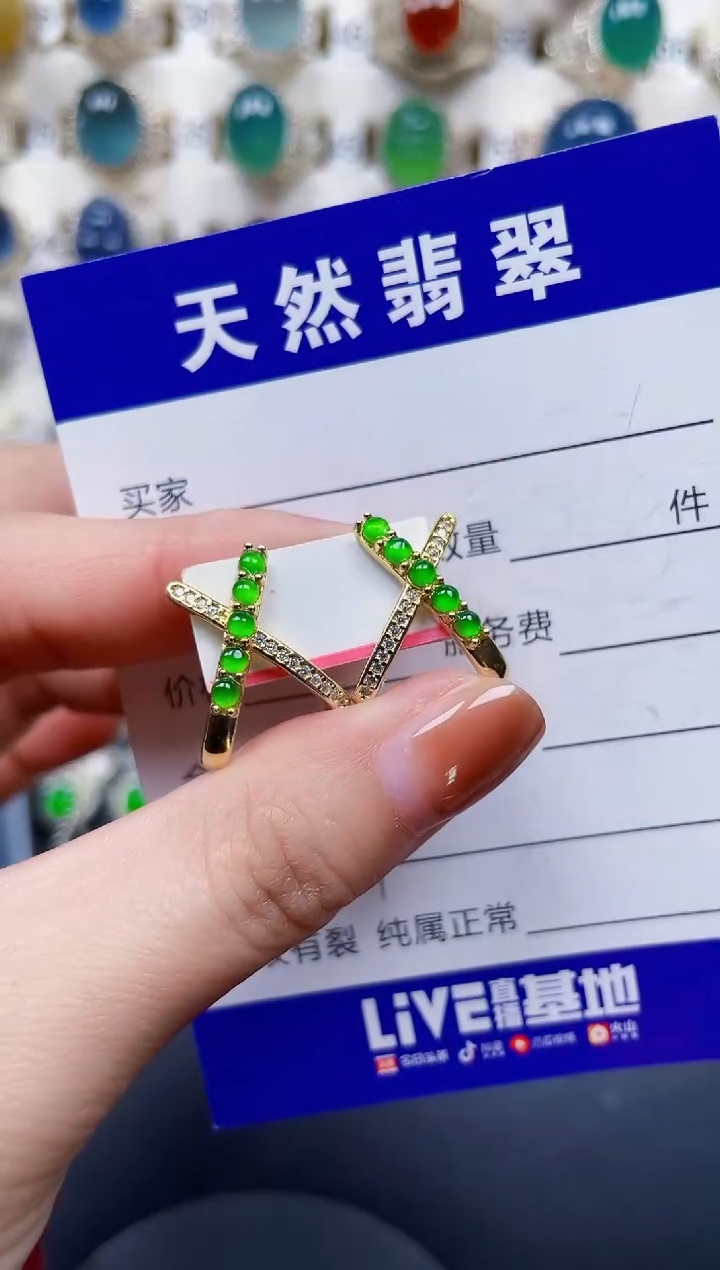 银S925镶嵌翡翠耳饰297