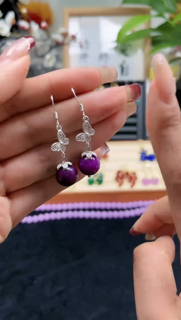 【闪购商品】玛瑙/玉髓耳饰银S925镶嵌9665521