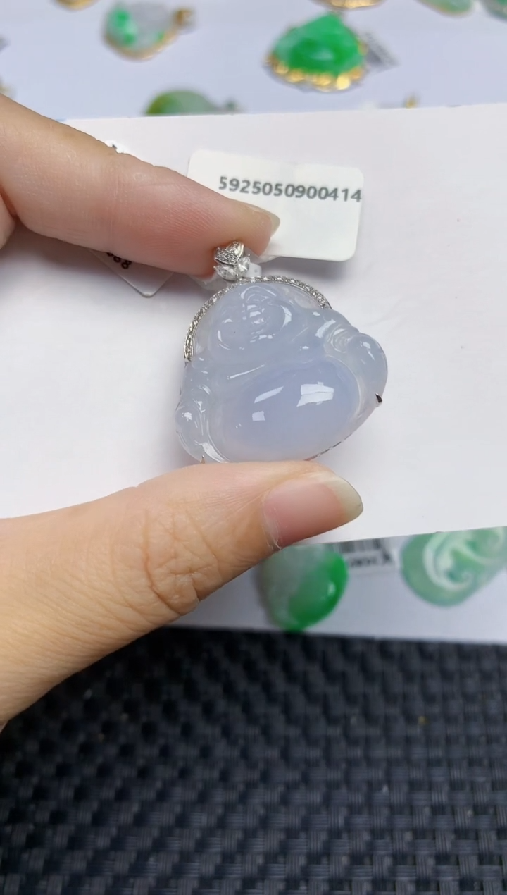 翡翠18K金镶嵌颈饰天然翡翠A货