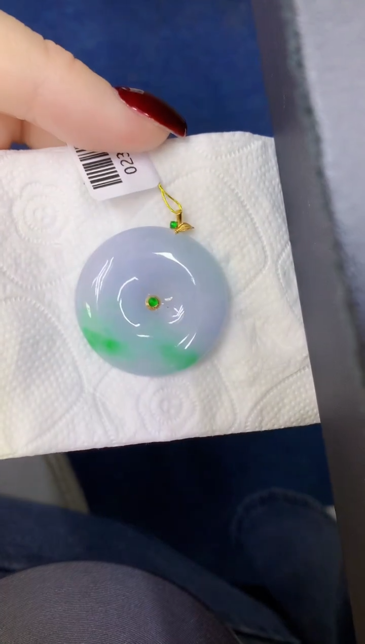 颈饰18K金镶嵌翡翠缅甸天然翡翠A货