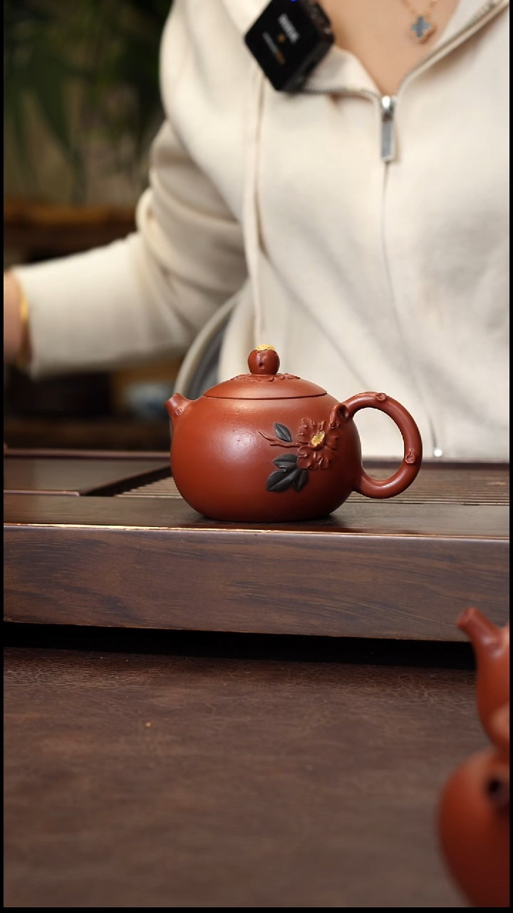 茶壶紫砂朱泥泥绘西施