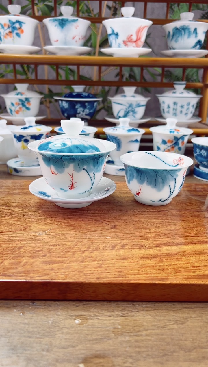 【闪购商品】微瑕高冰线条莲150ml三才+压手杯