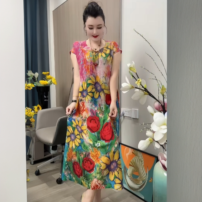 时尚中长裙常规薄款中老年女装小香风日奢风