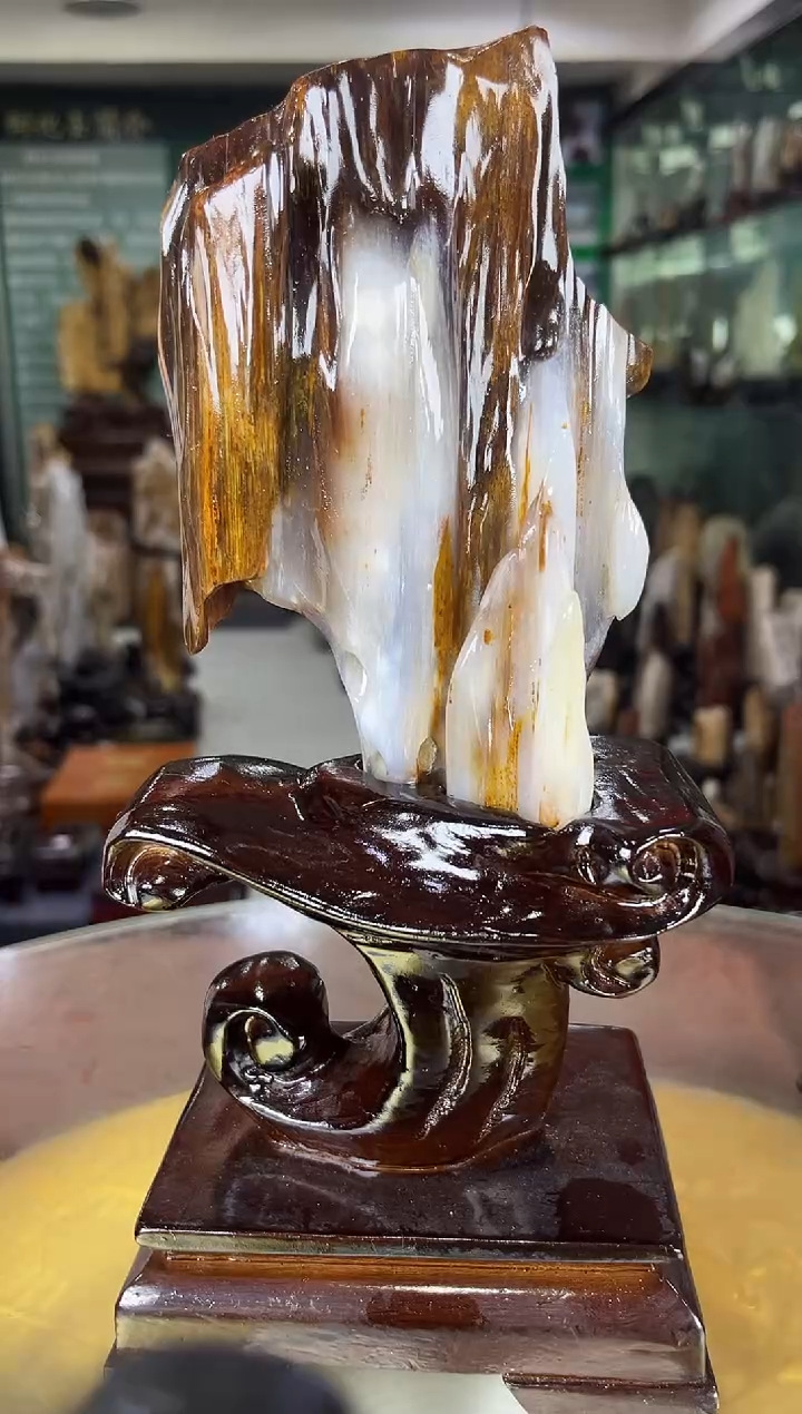 定**针缅甸天然树化玉摆件