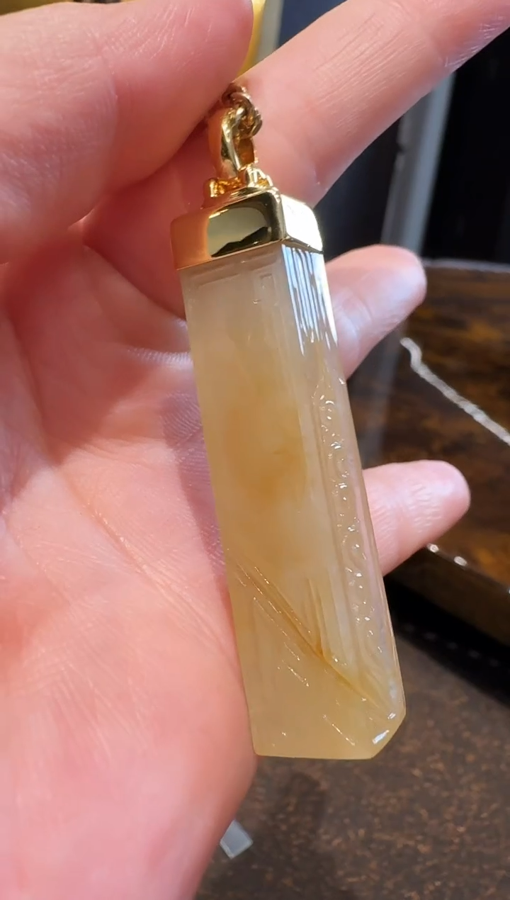 吊坠(不含链)18K金镶嵌翡翠吊坠