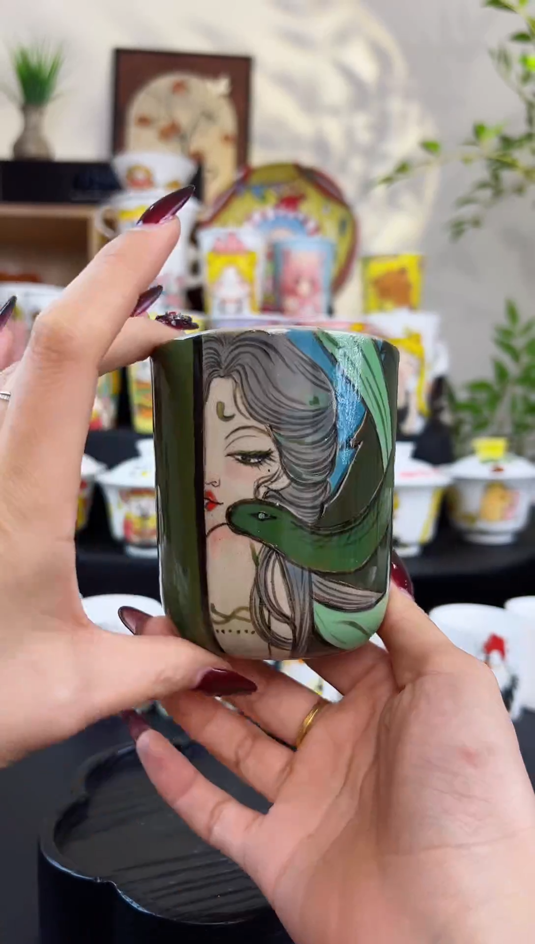 【闪购商品】摆件笙笙漫 手工手绘陶瓷杯杯