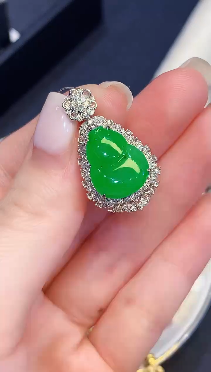 吊坠(不含链)18K金镶嵌翡翠ZJ