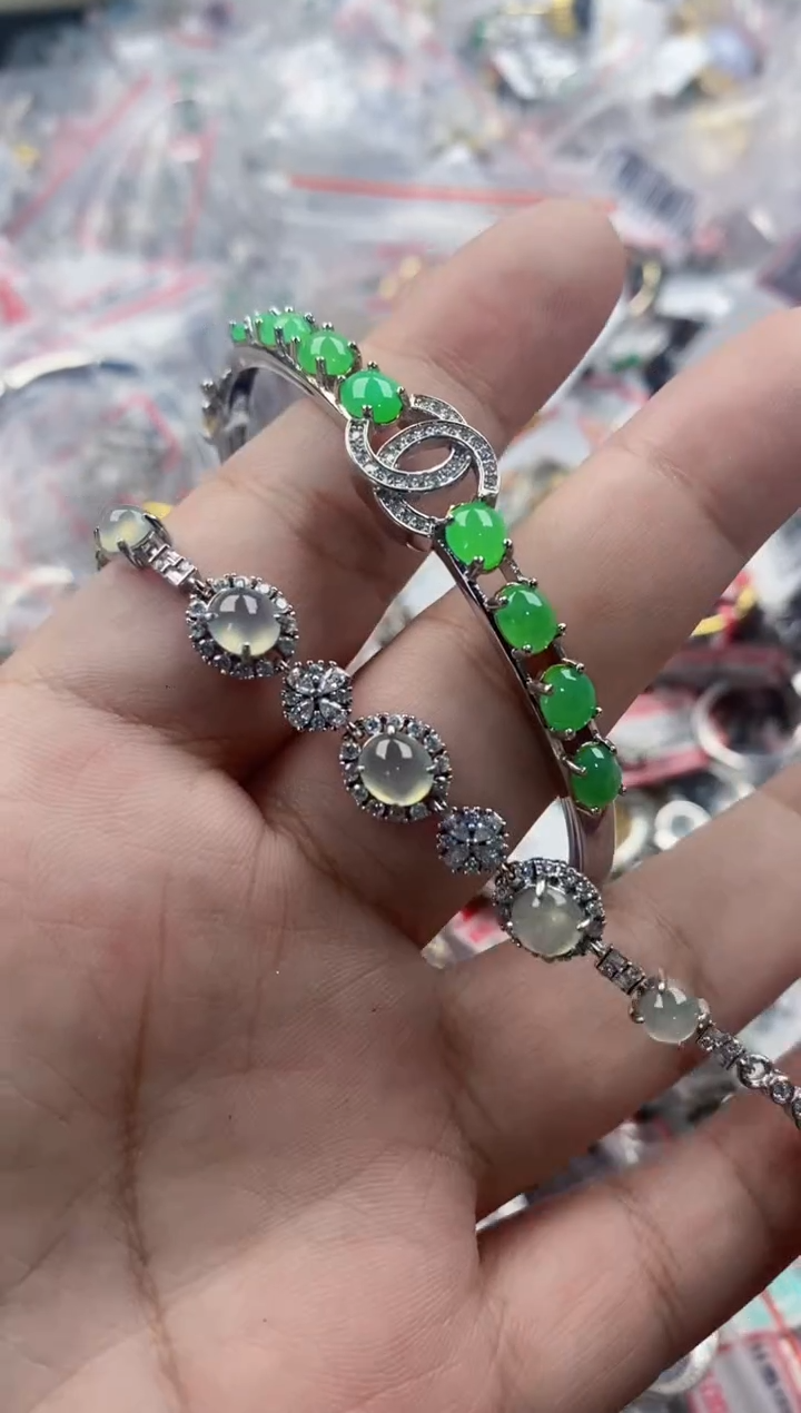 银S925镶嵌戒指翡翠555   8