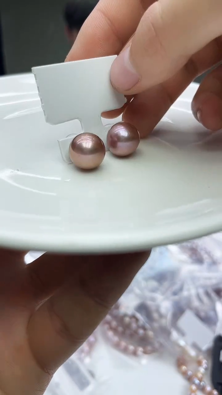 未镶嵌耳饰淡水珍珠紫色系耳饰