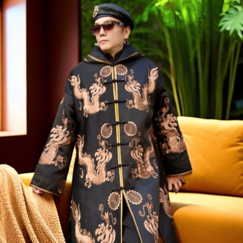 未公子原创重工刺绣龙袍中长款