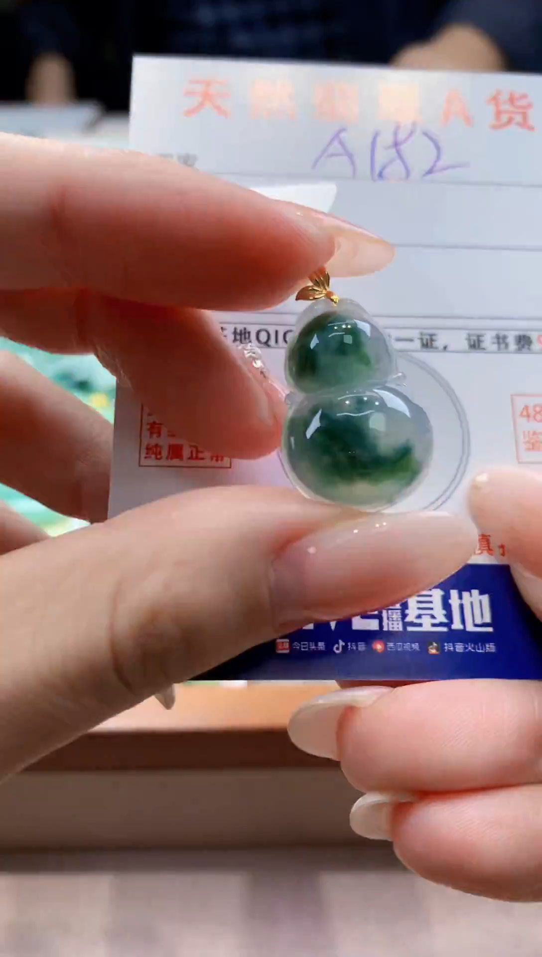 颈饰18K金镶嵌翡翠天然缅甸a货翡翠