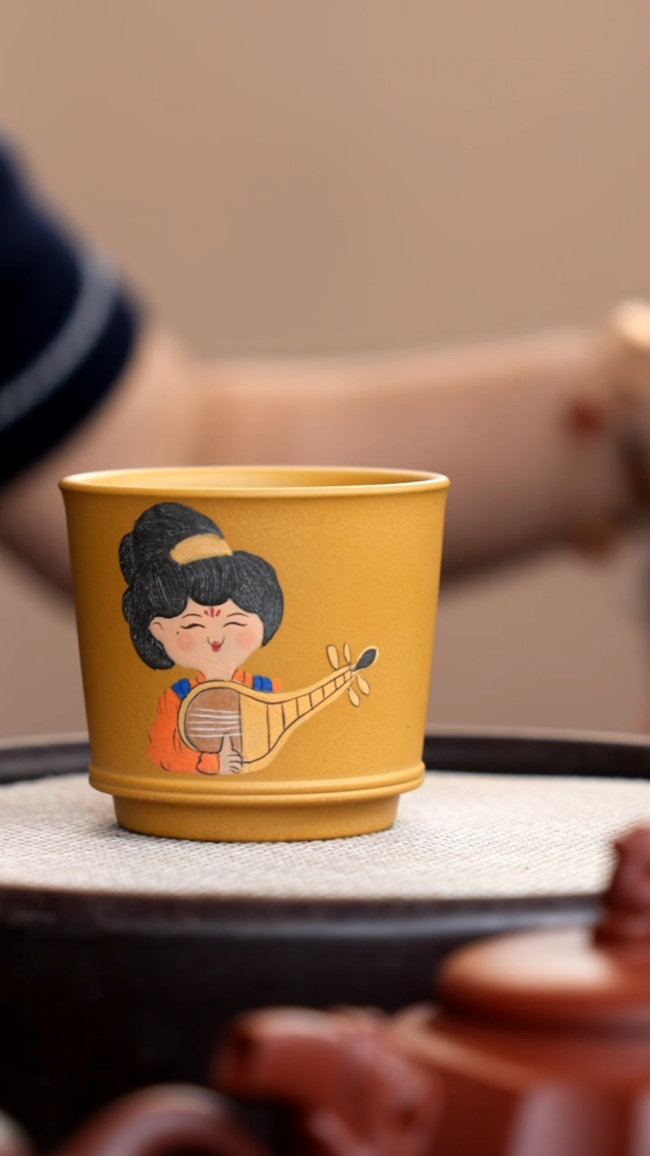 茶壶紫砂黄金段线韵杯琵琶