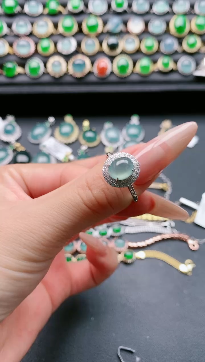 【闪购商品】翡翠戒指银S925镶嵌111111