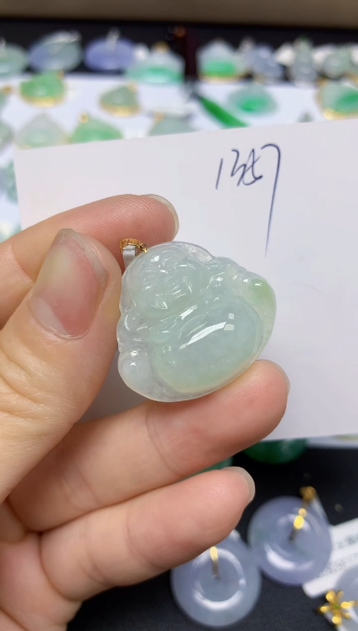 【闪购商品】翡翠18K金镶嵌挂件天然翡翠A货