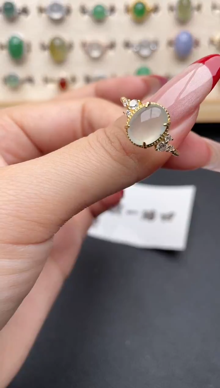 【闪购商品】翡翠戒指银S925镶嵌一物一证一礼盒