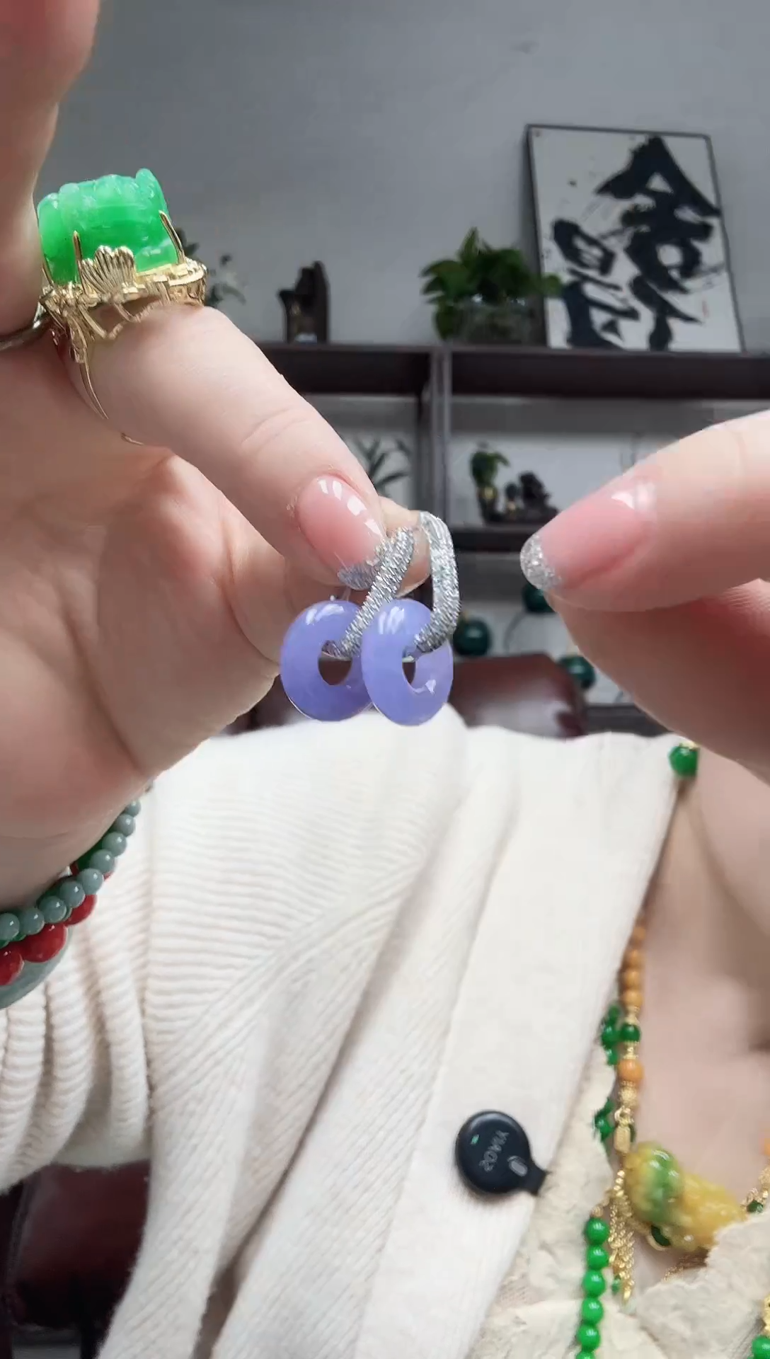 未镶嵌翡翠耳坠妖紫耳坠