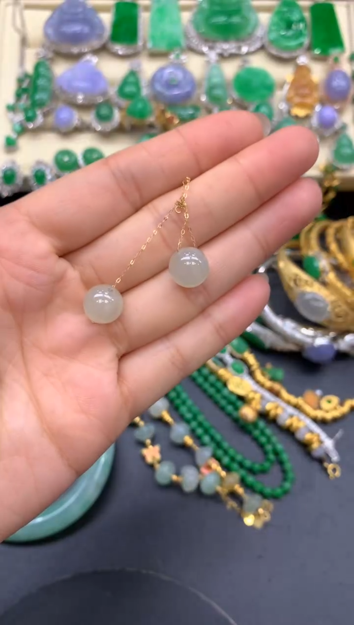 【闪购商品】翡翠耳饰18K金镶嵌28-中国好珍宝