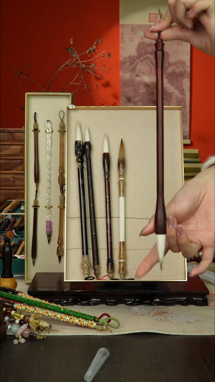 158号闪孤品高货毛笔链接 清水试笔 蘸墨不退