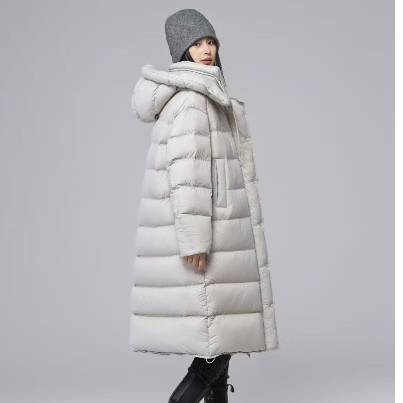 2025KM冬季长款连帽宽松保暖羽绒服7739（衣长95左右）
