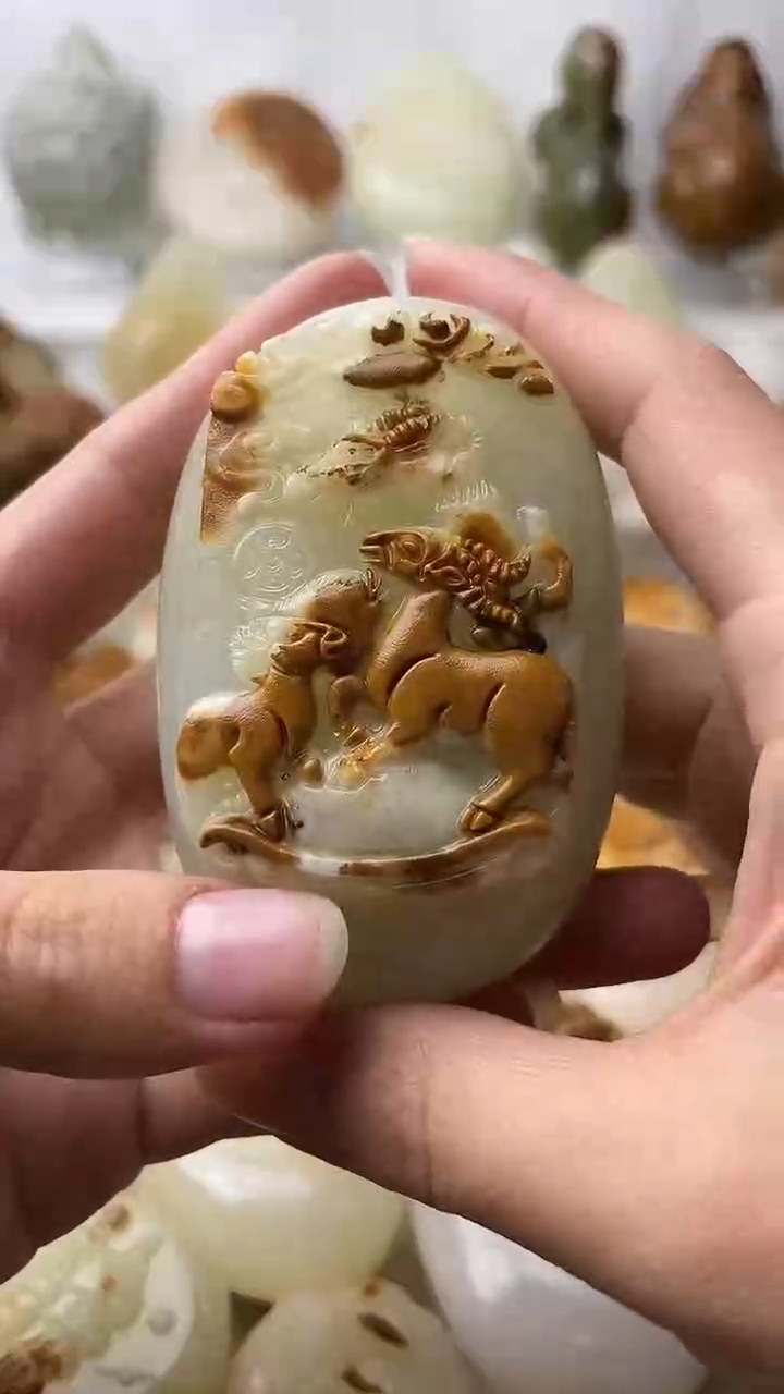 石材古青石棉纹正常不退换三羊开泰