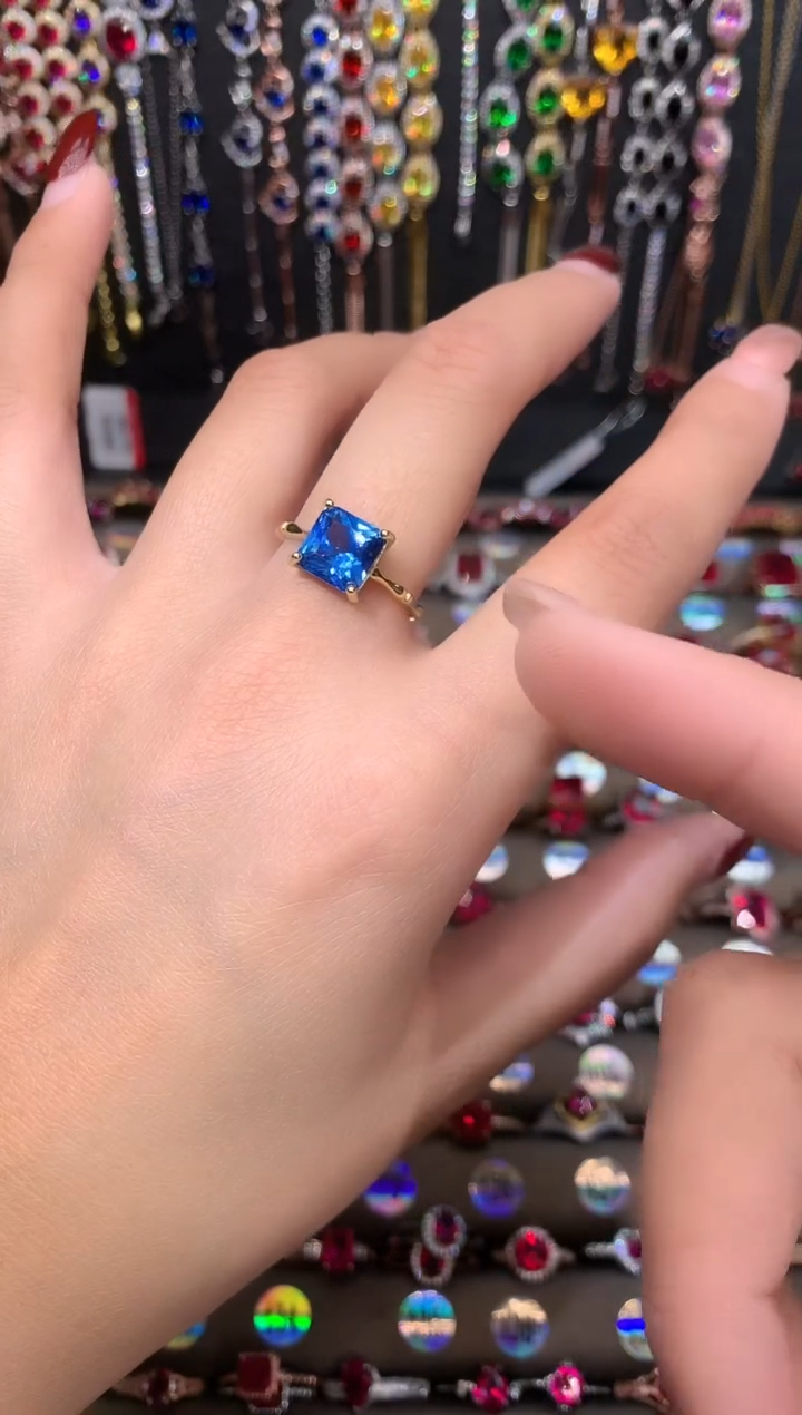 【闪购商品】蓝宝石戒指银S925镶嵌黄金