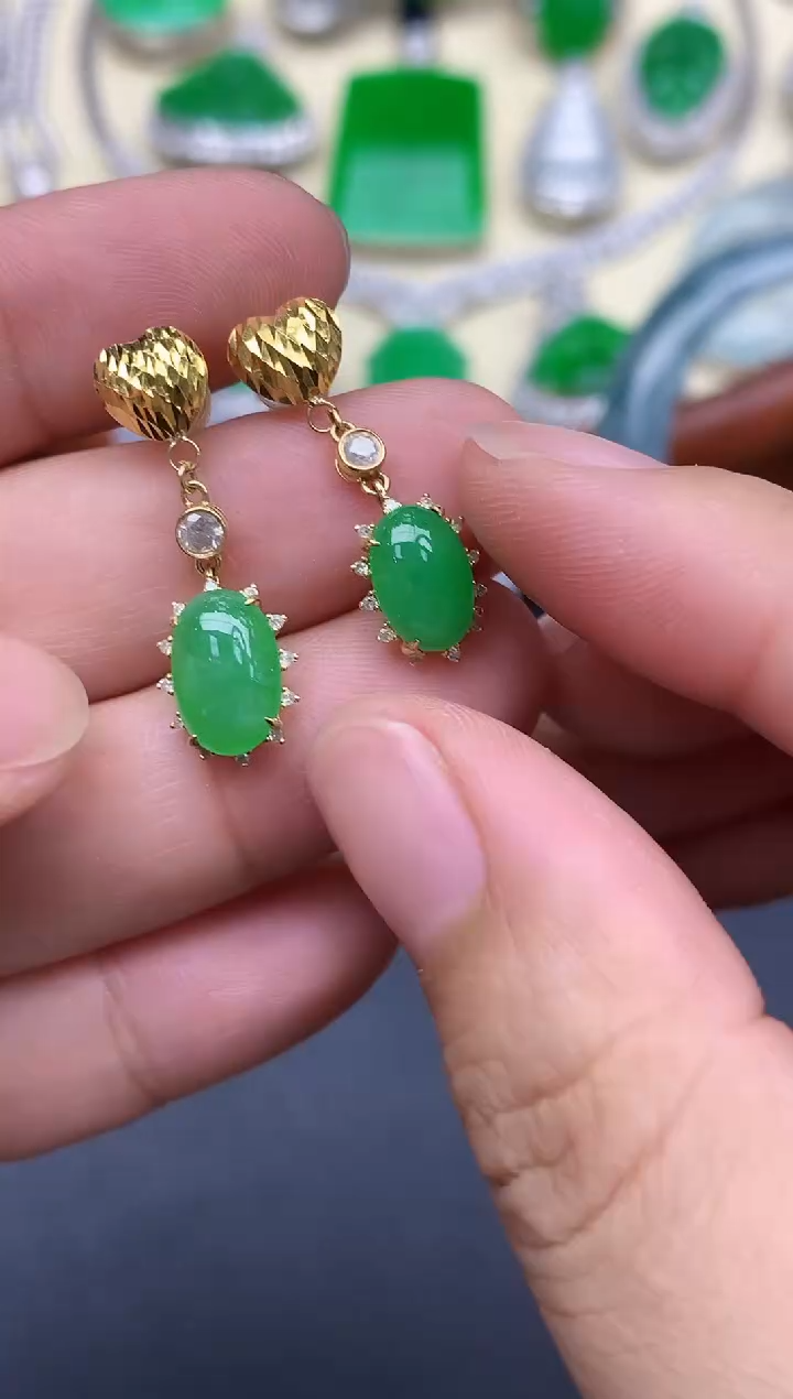 18K金镶嵌翡翠耳饰168-中国好珍宝