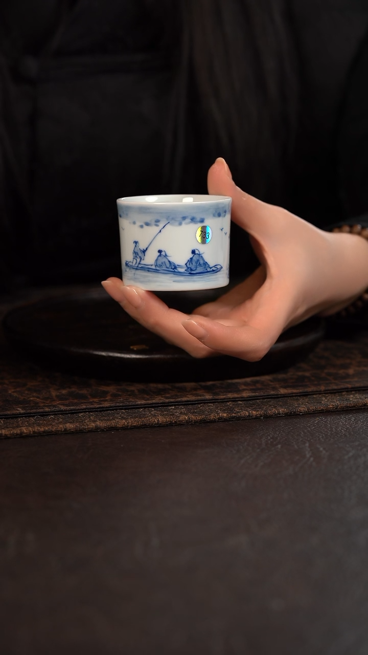 【闪购商品】杯733号HLX陶瓷山水撑船竹节杯