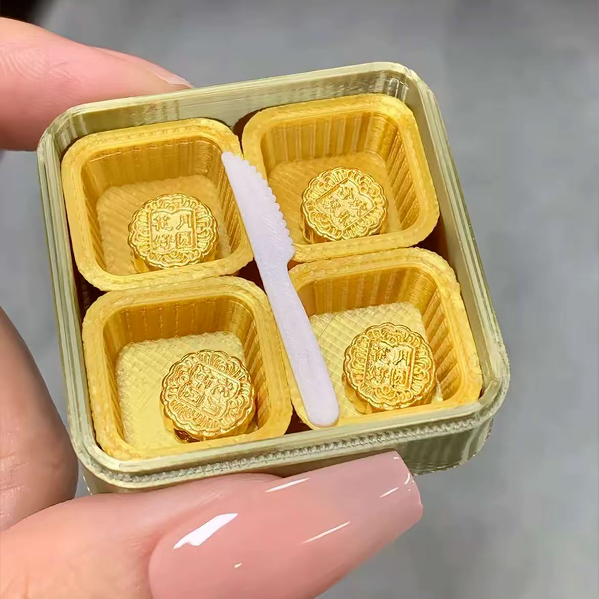 瑞诺黄金月饼足金999创意中秋节礼物套装金币摆件惊喜送女友父母