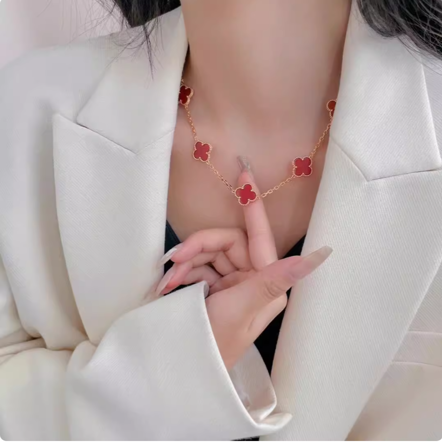 钛钢项链 圣诞锁骨链8号四叶草饰品手链项链