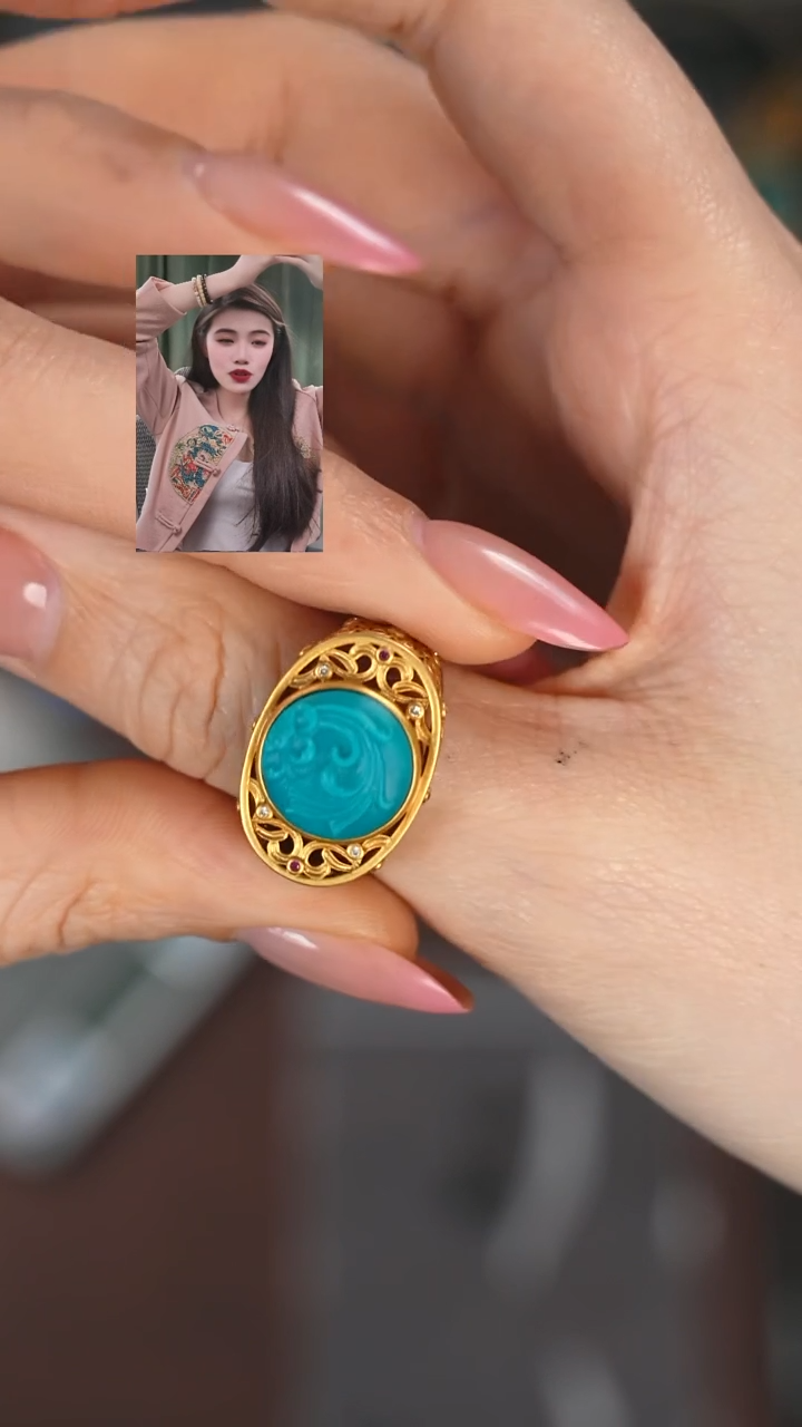 【闪购商品】绿松石戒指18K金镶嵌11111111