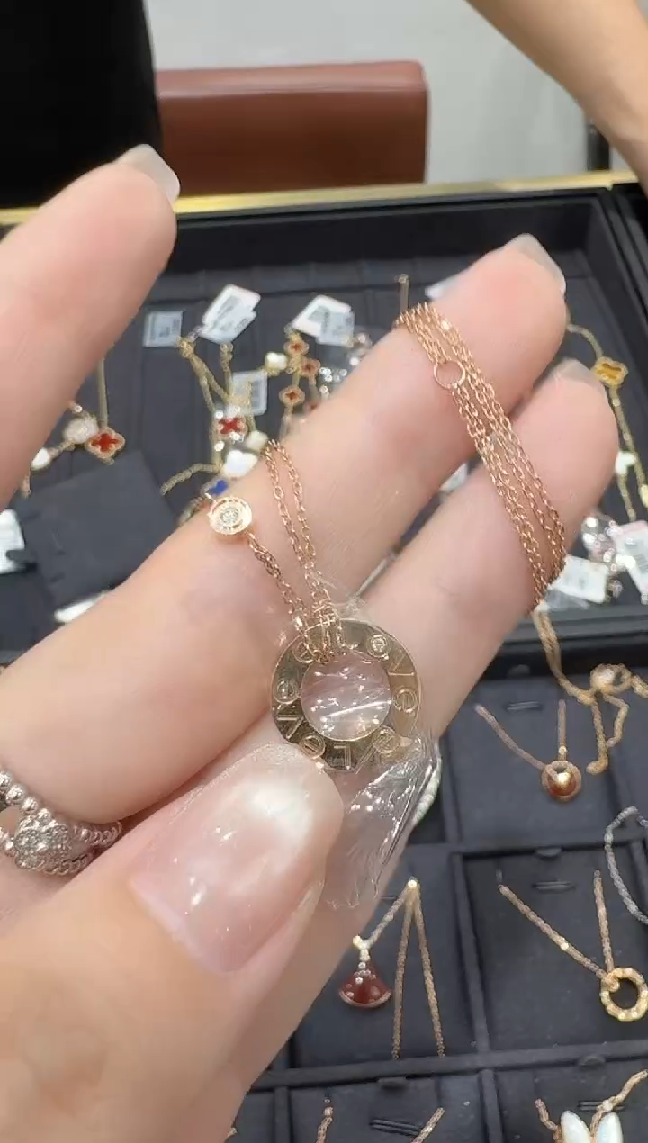 套链18K金镶嵌钻石小饼套链BG