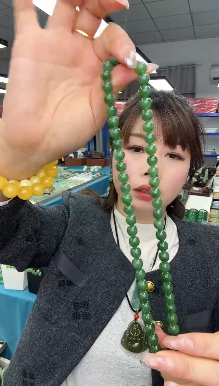 颈饰未镶嵌和田玉8毫米妈妈链