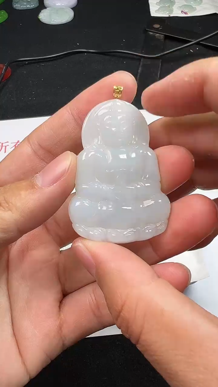 【闪购商品】翡翠颈饰18K金镶嵌3160天然翡翠18K金扣多样性发一