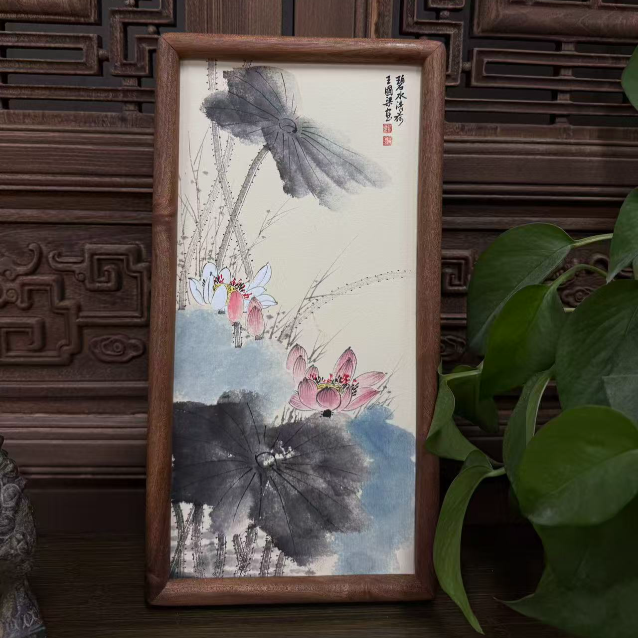 《碧水清荷》18×35花鸟装饰画