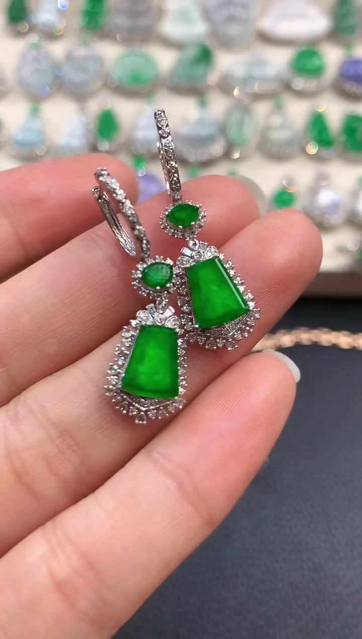 【闪购商品】翡翠耳饰18K金镶嵌n38       