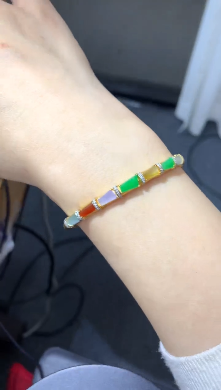 【闪购商品】翡翠手镯18K金镶嵌625-中国好珍宝