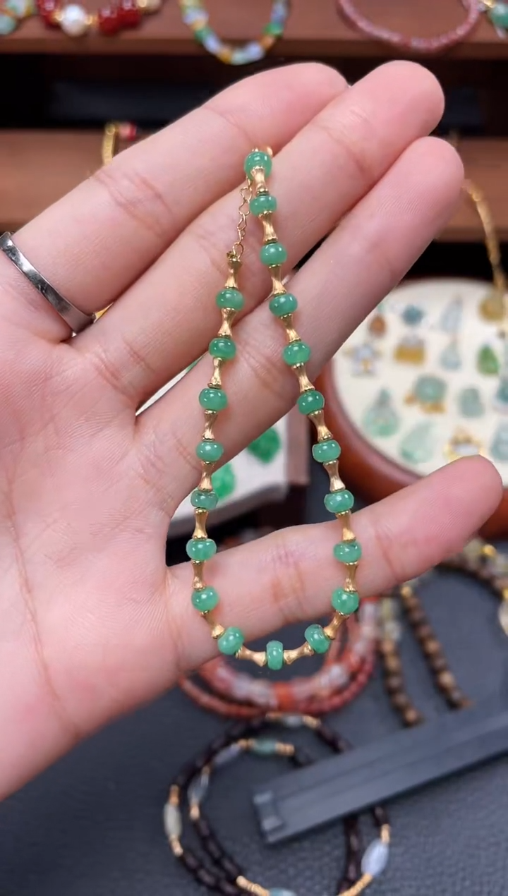 【闪购商品】翡翠套链18K金镶嵌一个  JK716