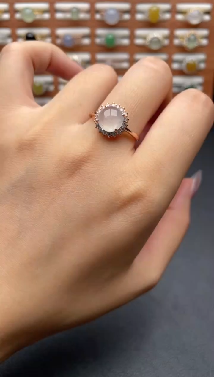 翡翠戒指银S925镶嵌一物一证一礼盒