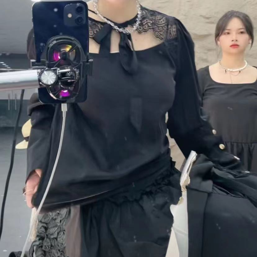 242-休闲风薄款轻职风常规老钱风圆领INS风衬衫灯笼袖