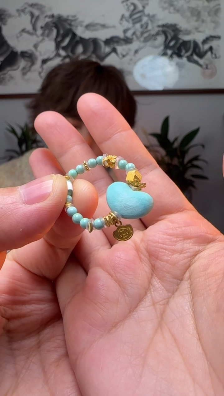 【闪购商品】绿松石戒指18K金镶嵌时尚百搭A1142