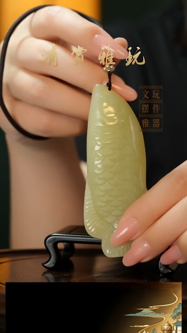 玉《金龙鱼》手把件摆件